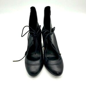 Camper Ankle Boots Womens Open Lace Up Black Leather Heel Block Size 37 US 7